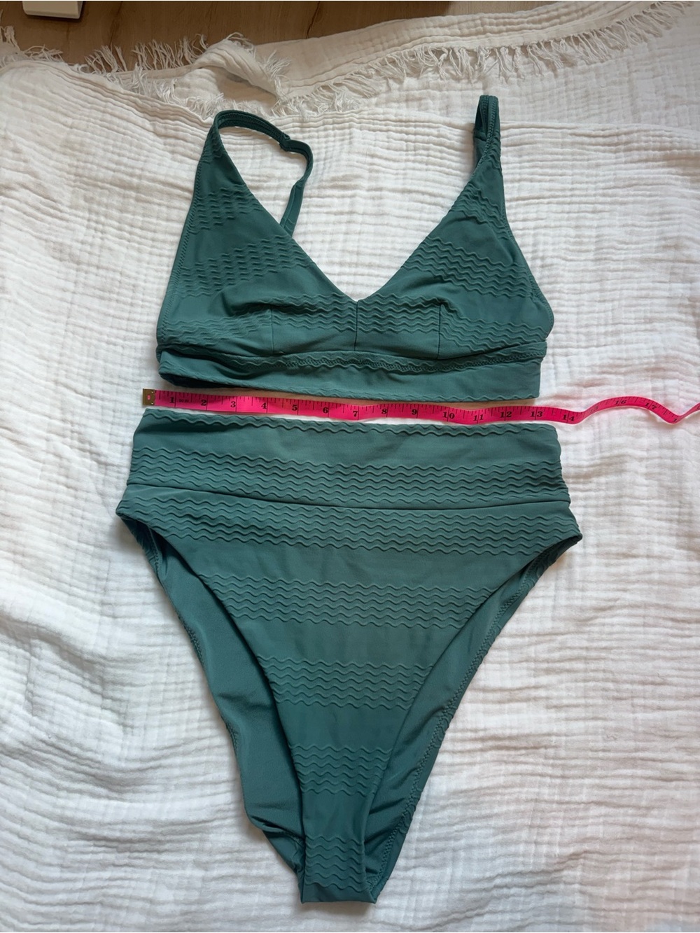 High Waist Two-Piece Bikini Set in Teal Green